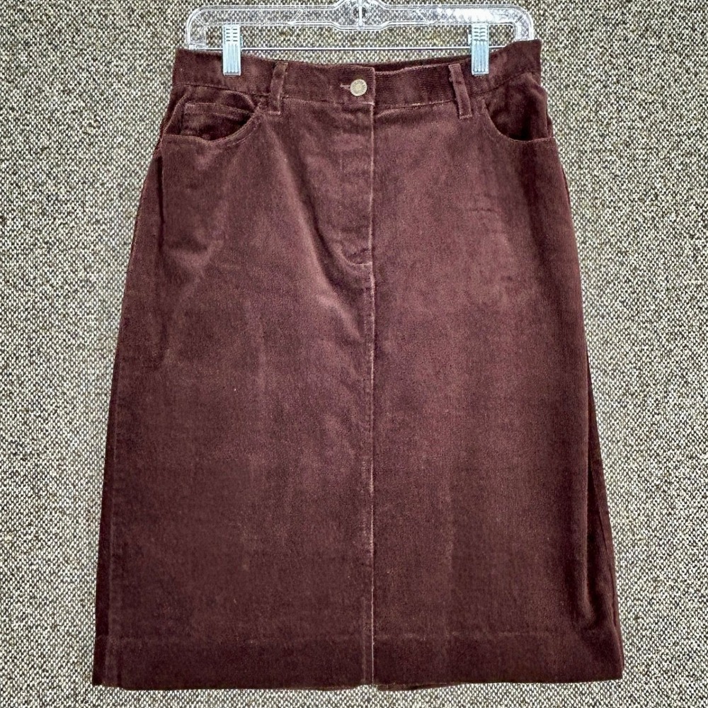 Jones New York Sport Brown Corduroy Skirt Size 6 Stretch Cotton Mid Length